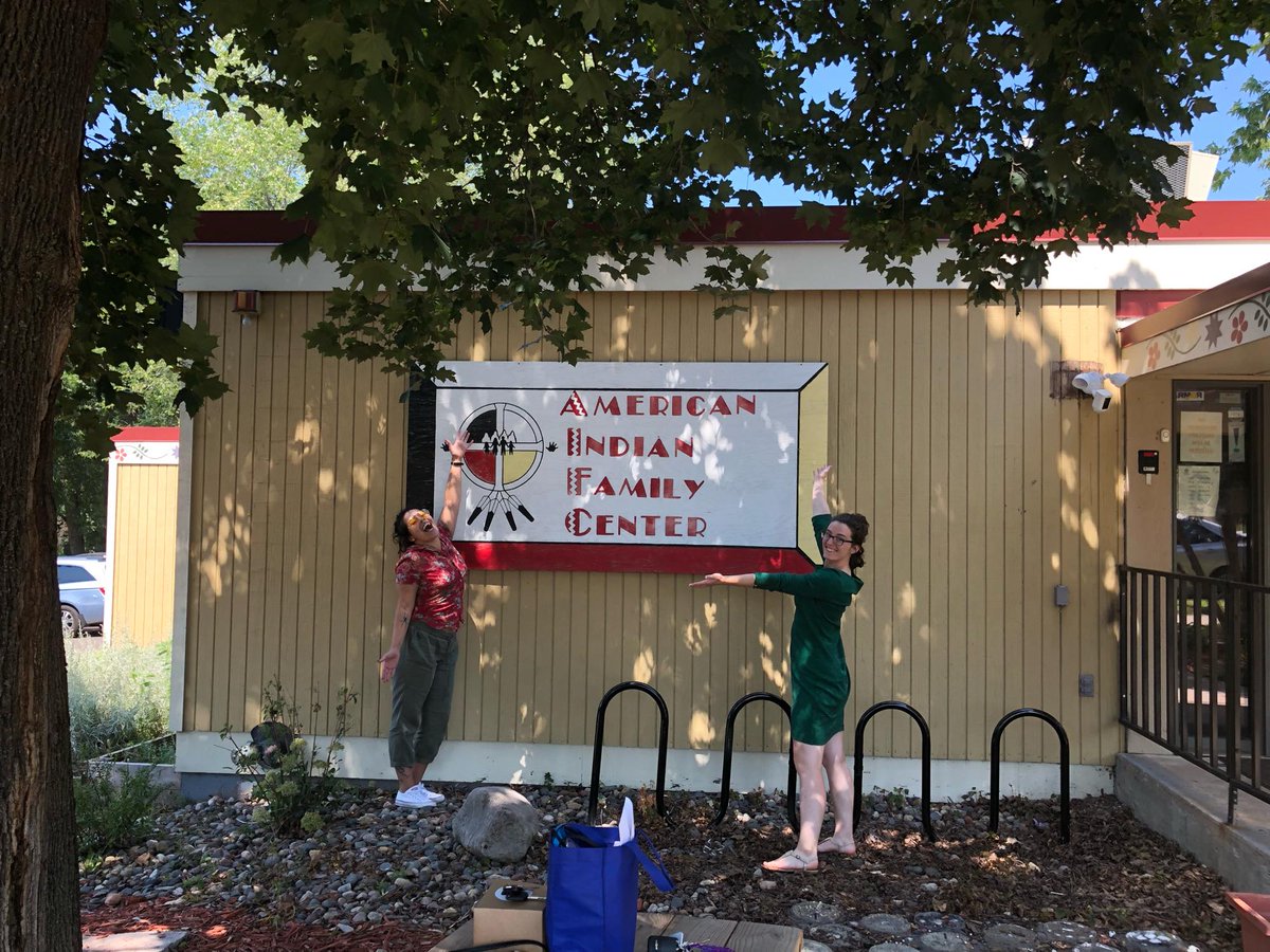 AIFCMN's tweet photo. A very heartfelt miigwech/pidamaya to Kayla (left) and Kat for their year of AmeriCorps service at the American Indian Family Center! You will be greatly missed! #AmeriCorps #VISTA #PromiseFellow #Service #Giving #Volunteering https://t.co/cb2FW8TtyY