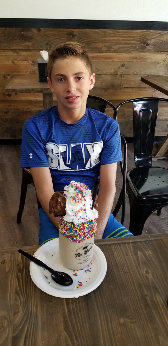 sarasucharski's tweet photo. @chasefootball12 puttin it down and gettin it done at @theyardmilkshakebar #pcb #beachbreak #fullfordays #getinmybelly https://t.co/8iE5i6S01a