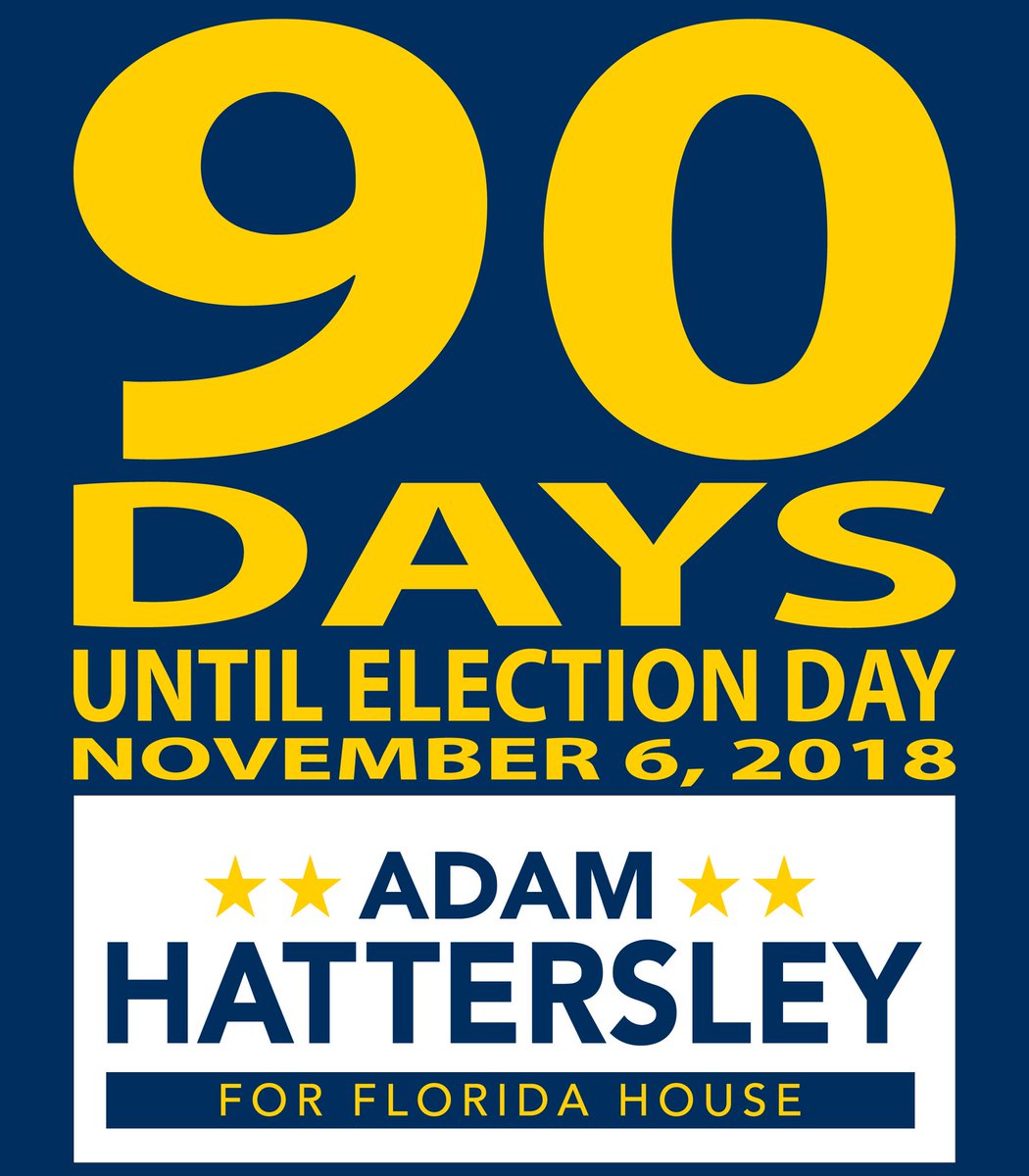 HattersleyforFL's tweet image. 90 days to the election - I challenge each of you to talk to 5 new people this week about voting and the candidates. Let’s get mobilized! #election #election2018 #bluewave @flyoungdems @fladems @flhousevictory @flprogressives @hclgbtadc @hillsboroughcta @votevets @BuildTheWave