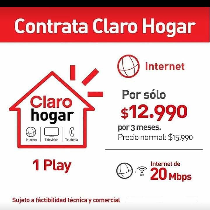 Impresionante sutil Rudyard Kipling Claro Hogar Servicios on Twitter: "Internet para tu hogar desde $12.990 20  MB de velocidad instalacion gratis https://t.co/qCR64zi8PZ" / Twitter