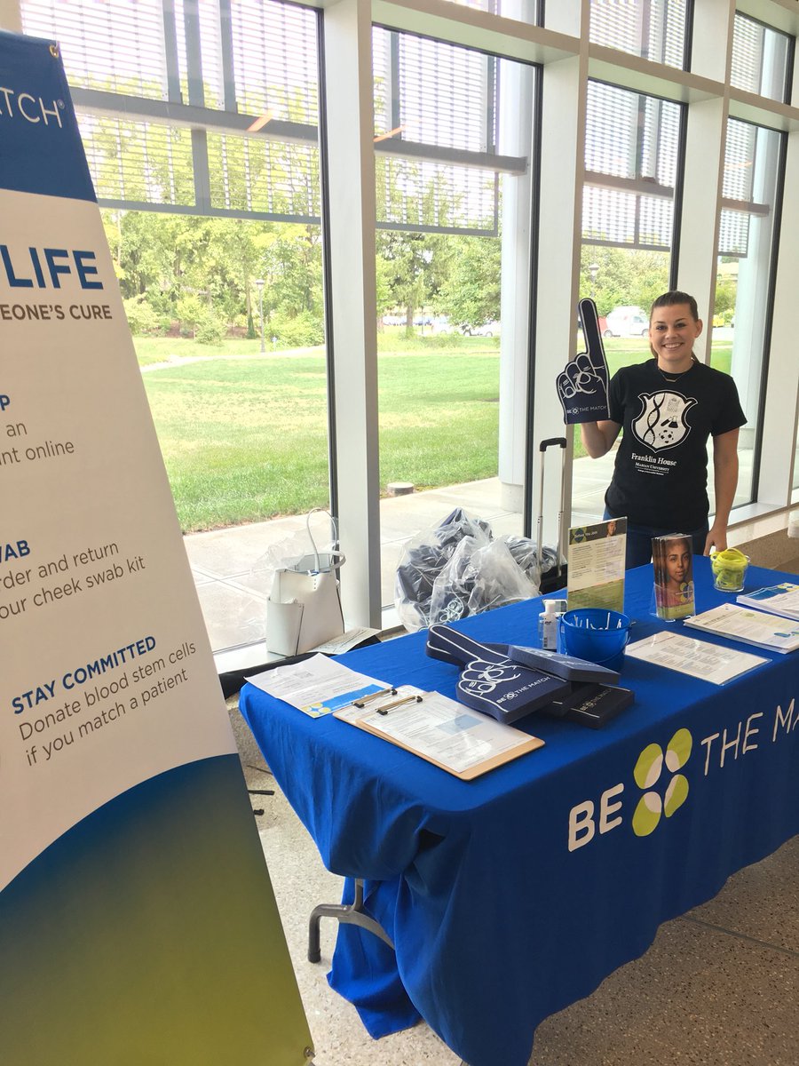 What an amazing opportunity to work with @BeTheMatch today at @MUCOM_Indy activities fair. We had a lot of students register to be potential donors. If you want more information or want to register go to join.bethematch.org/Marian.
