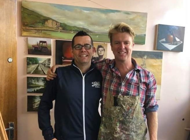 MickGoss's tweet photo. Catching up with my old mate @steadyhandeddie in revamped #MetCollege #Vaultstudio #Belfast. https://t.co/fvmG4FLH9v https://t.co/0deyptVgg9