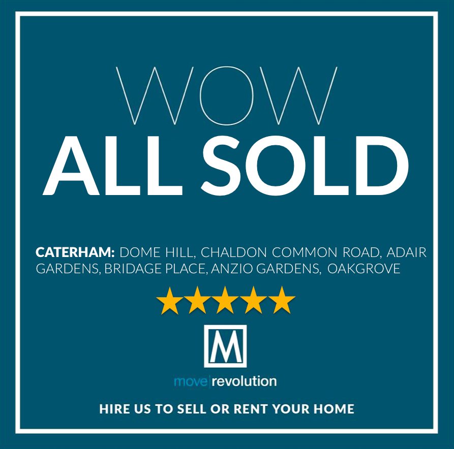 moverevolution's tweet photo. CATERHAM 'ALL SOLD' -one was on last year with another agent for lower asking price, sold with us advertised for 15% more! One was with another agent for 7 months - sold with us in 8 weeks. Call our #Caterham Expert Louise Simpson on 01883 708388 #expertestateagent #therightprice https://t.co/HWQLcgOgVV