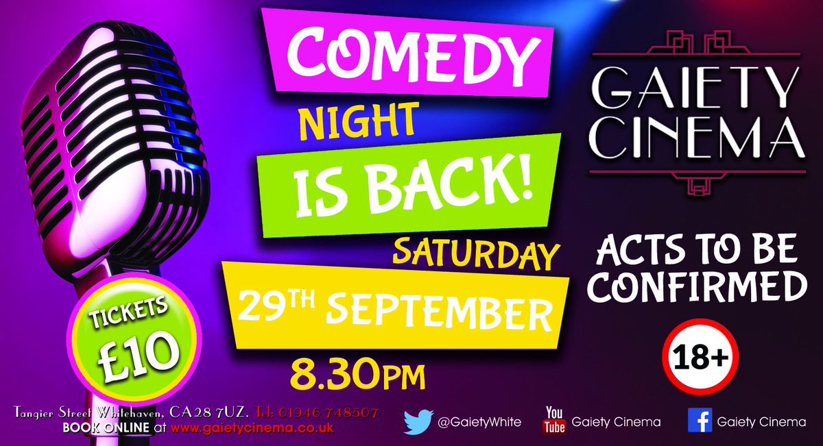 GaietyWhite's tweet photo. Our #ComedyNight is back @GaietyWhite Sat Eve 29th September at 8.30pm another 3 #HystericalComedians (to be confirmed) with #FitsOfLaughter #PositiveVibes and quite simply a #GreatNightOut  TICKETS ON SALE NOW! 
#Comedians #StandUpComedy BOOK HERE: https://t.co/L47BG21Fd7 https://t.co/UDn7ZD97ZZ