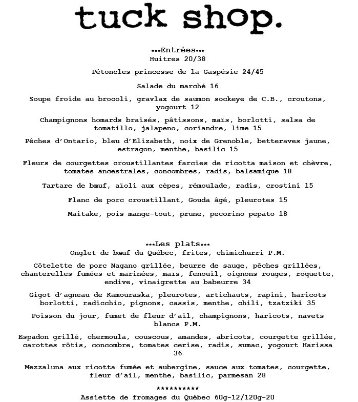 TuckShopMTL's tweet photo. Menu pour mercredi le 8 aout
Menu for Wednesday August 8th https://t.co/sxZRfL8g8d