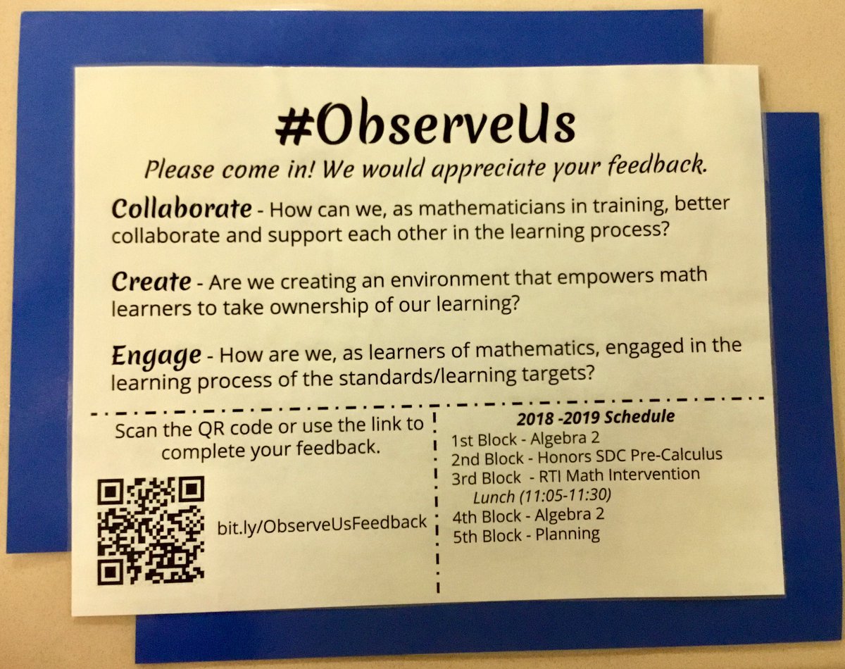 EMcDonaldEDU's tweet photo. My classroom is participating in the #ObserveMe movement. The version for my classroom is pictured below and aligns with my school's goals to collaborate, create, and engage. #ObserveUs #RBWay #HCDEengage #HCDEMath #MTBoS #iteachmath #WeAreHamilton #HCSDay1 https://t.co/sUekJKewpC