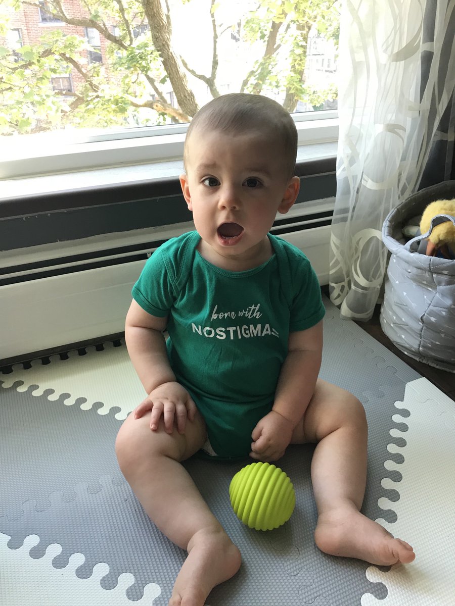 NoStigmas's tweet image. Rhys, the second #NoStigmas baby, certainly looks adorable in his Born with NoStigmas infant onesie! Available in Kelly green, sport gray and charcoal, and as a toddler t-shirt! #mentalhealthawareness #redefinenormal nostigmas.org/store/