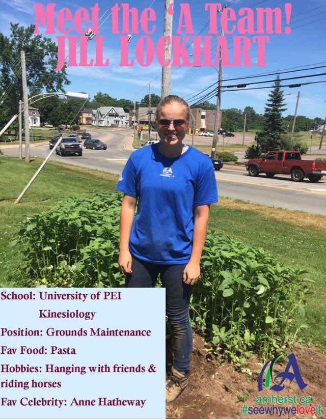 BillySchurman's tweet photo. We have ‘A’ great team to work with @TownofAmherstNS Meet student leader, horticulture, Jill Lockhart. Jill studies in one of my favourite programs @UPEI @TravisSaunders. Another great reason to #seewhyweloveit #CommunityInBloom #BrightFuture https://t.co/yfGlR6QjP8