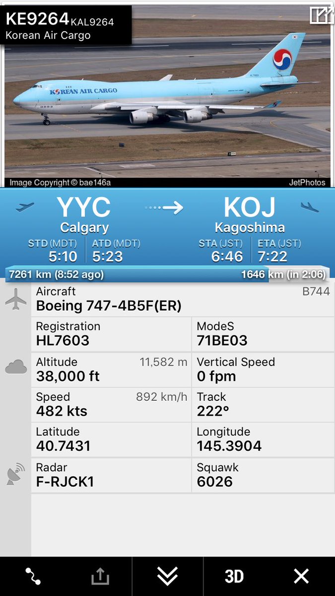 航空情報 Airplaneinformation Pa Twitter カルガリー発 鹿児島行き 大韓航空カーゴ Ke9264便 チャーター便 到着予定時刻は7 22 推定 航空情報 Airplaneinformation Pa Twitter カルガリー発 鹿児島行き 大韓航空カーゴ Ke9264便 チャーター便 到着予定時刻は7 22 推定