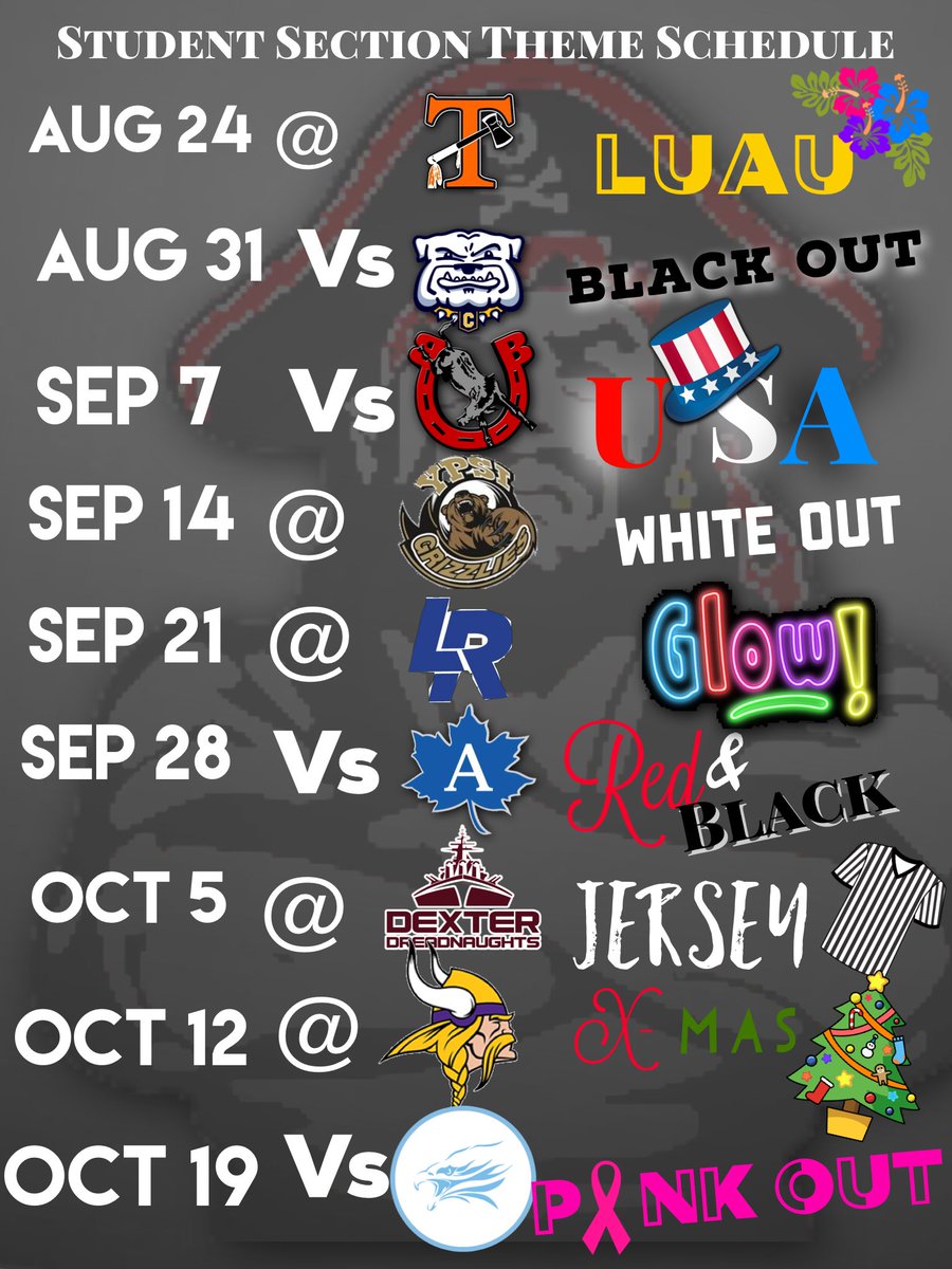 phspiratenation's tweet photo. The moment you all have been waiting for the STUDENT SECTION THEME SCHEDULE!!!! https://t.co/bvR0LXFhJI