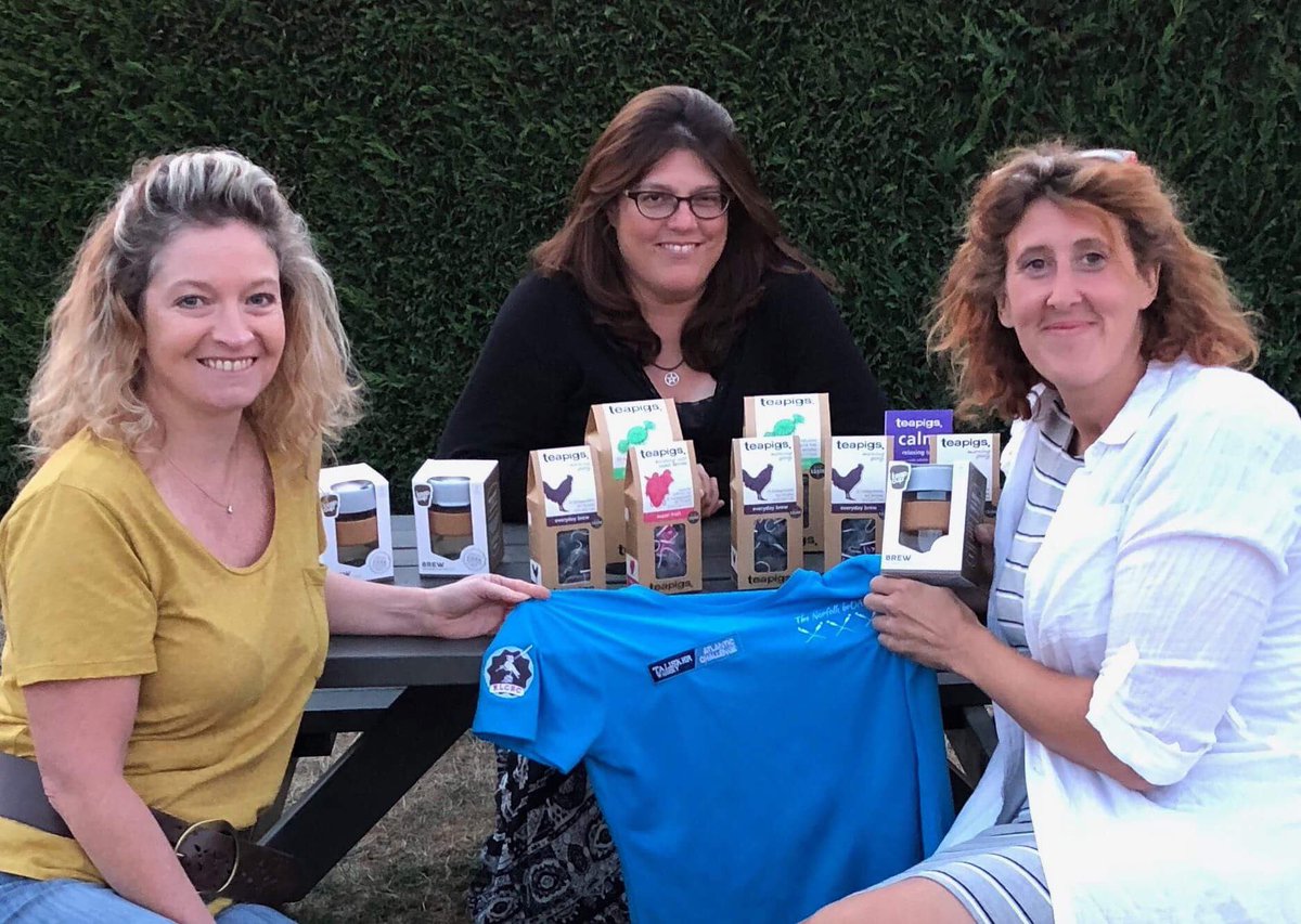 NorfolkBrOARds's tweet photo. Our first meeting since skipper returned from the high seas. We’ve enjoyed showing her our amazing tea supplies from our lovely sponsor @teapigs. You can’t cross an ocean without tea! https://t.co/w3srxivJFc