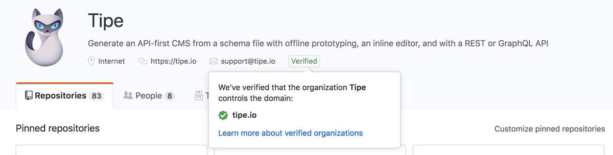 Tipe is now verified on #Github
github.com/tipeio