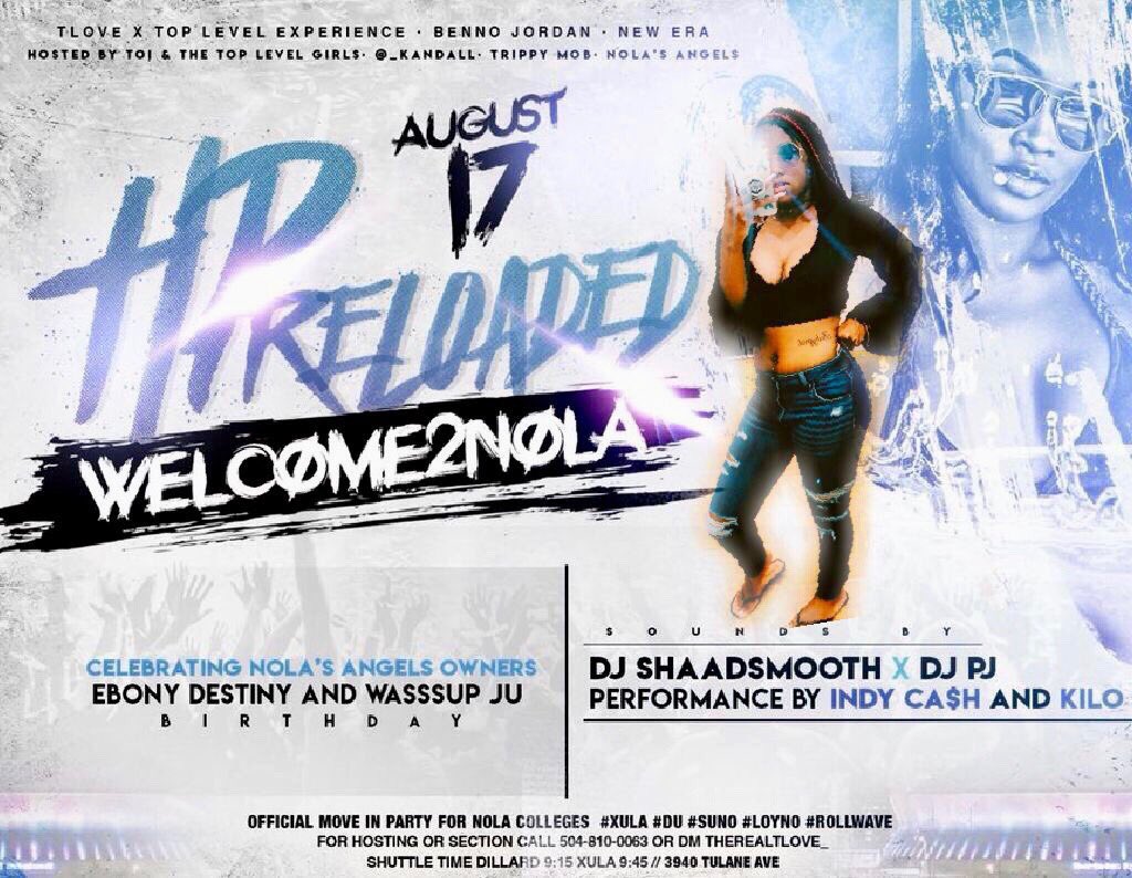 RayLynnelle's tweet photo. We Starting the School Year Off Right With the Official move in day Party HP #Welcome2Nola
Free shots at 12
#xula22 #DU22 #XULA20 #du20 #du21 #xula21 #LOYNO22 #Suno22 #UNO22 #XULA19 #du19 #loyno21 #suno21 #SUNO20 #UNO22
LIMITED TICKETS ARE AVAILABLE AT: https://t.co/EwlItFAQIN https://t.co/ihHqVpX4Sy
