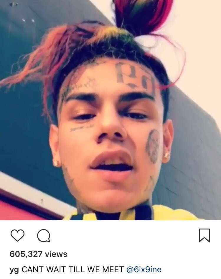 XXL's tweet photo. After 6ix9ine told YG to “suck my f**king d**k” on Instagram, YG is looking forward to the day they meet https://t.co/8jxkVlvAqp
