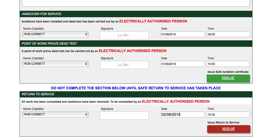 electraform's tweet image. @LKElectrical2 @pureelectricuk We have now released a Safe Isolation Certificate as discussed in a previous Tweet. This certificate allows you to issue the isolation, and leaves a section open for you to issue a Return To Service notification. #electraform