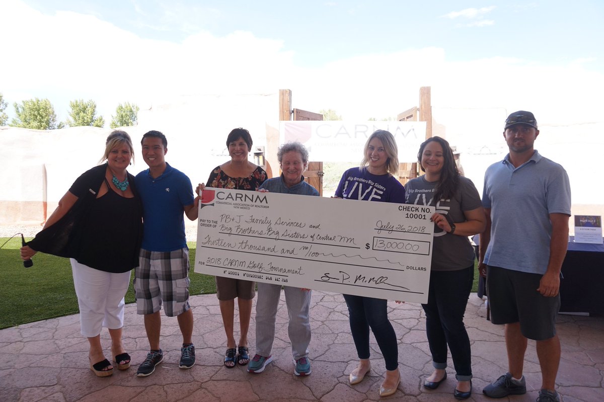BBBSNM's tweet photo. Thank you to everyone who participated in the 2018 CARNM Charity Golf Tournament! With your help, CARNM was able to raise over $13,000 for our 2018 beneficiaries; Big Brothers, Big Sisters of Central New Mexico and PB&J Family Services! #ABQ #CARNM #Golf https://t.co/nqslwkDDGY
