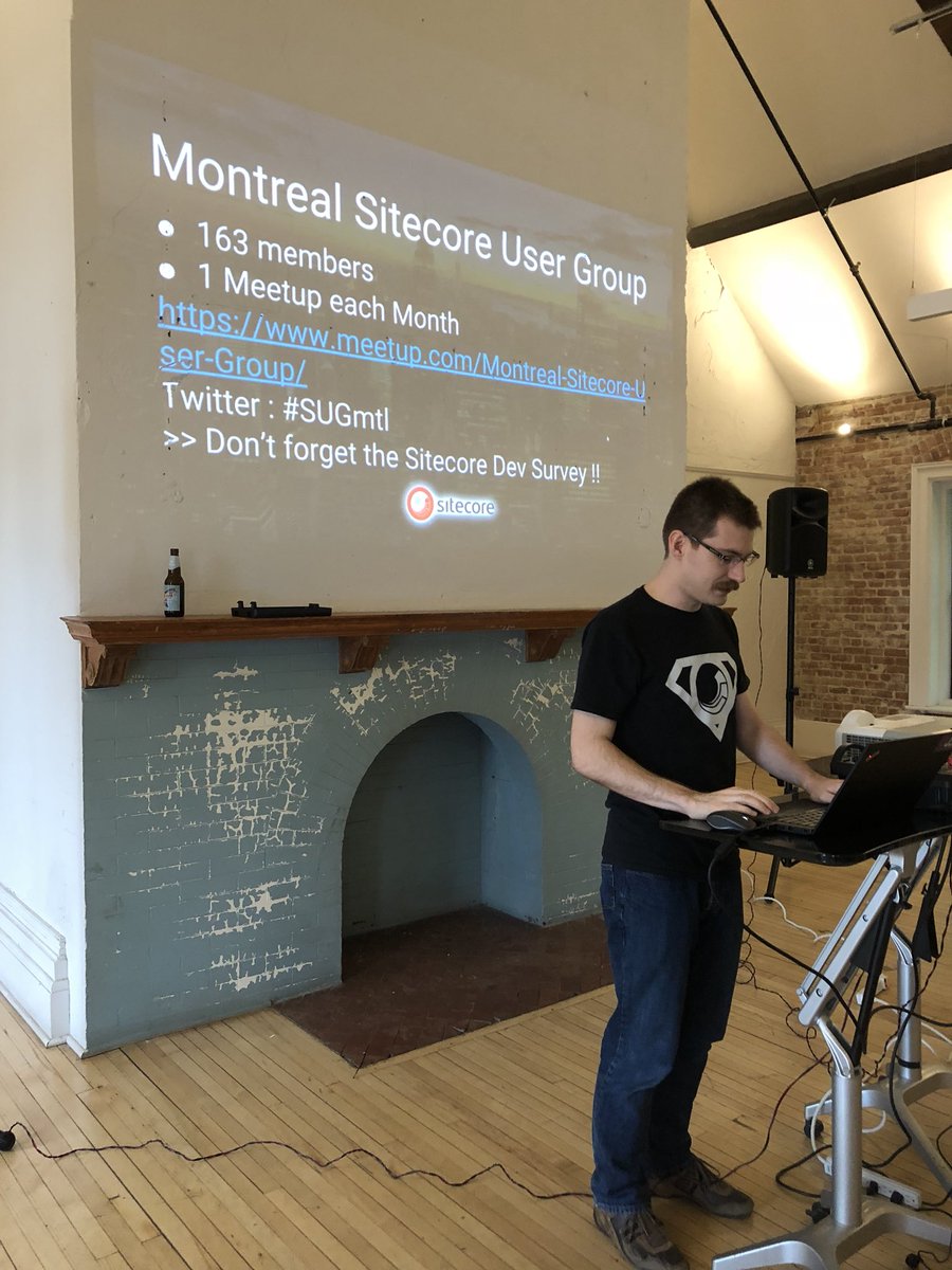 itinocom's tweet photo. Sir @sitecorey π§ getting ready to present by the chimney π₯ at the Montreal @Sitecore User Group #SUGMTL #CheckthatMoustache #Whereisthebeard https://t.co/rUHlx3ubkk