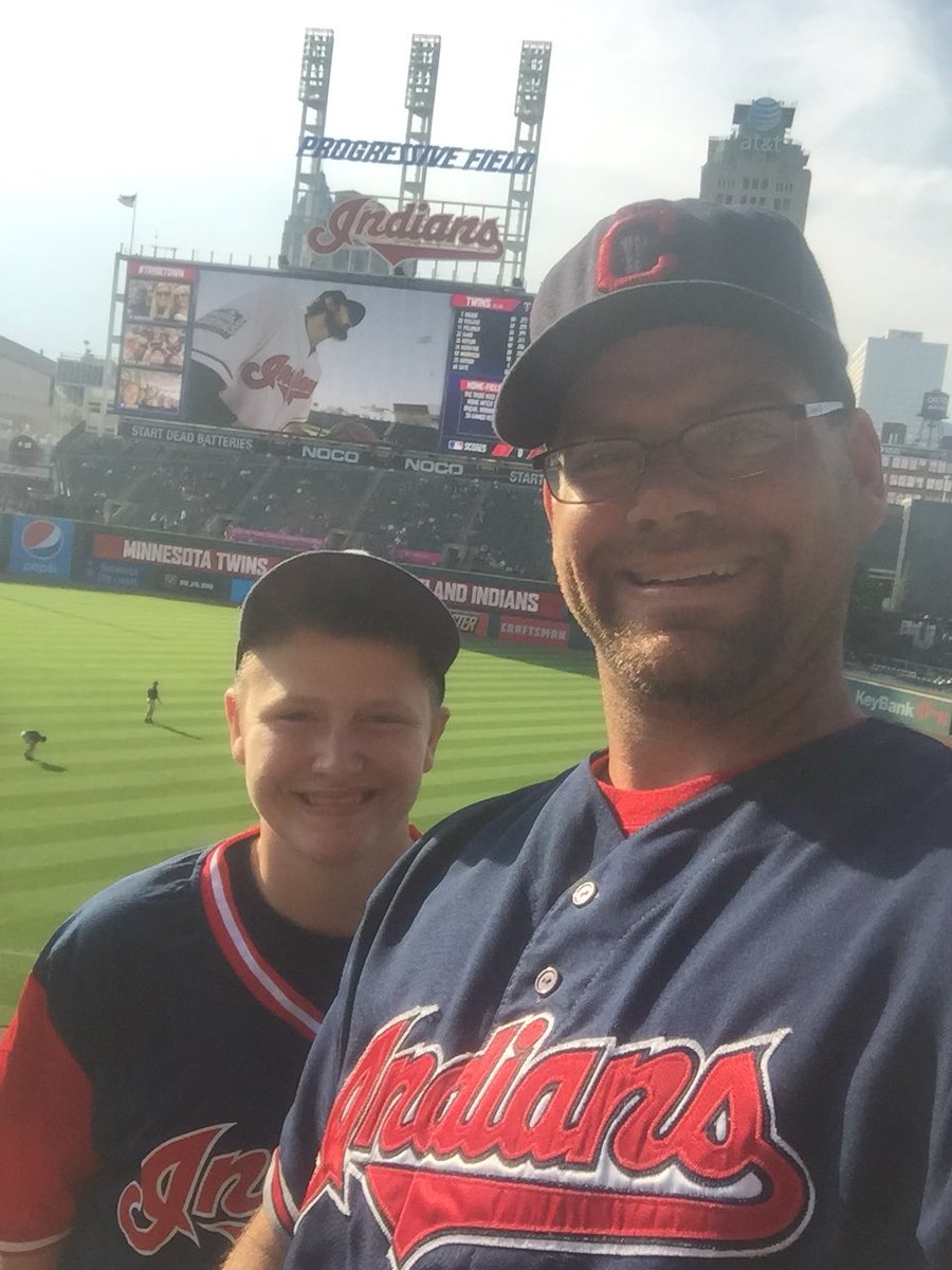 nollmatt's tweet photo. #Tribetown Cory’s 3rd game in 5 days.  Had to be here to gets @BauerOutage jersey! @Indians https://t.co/ifMnBU1t8N