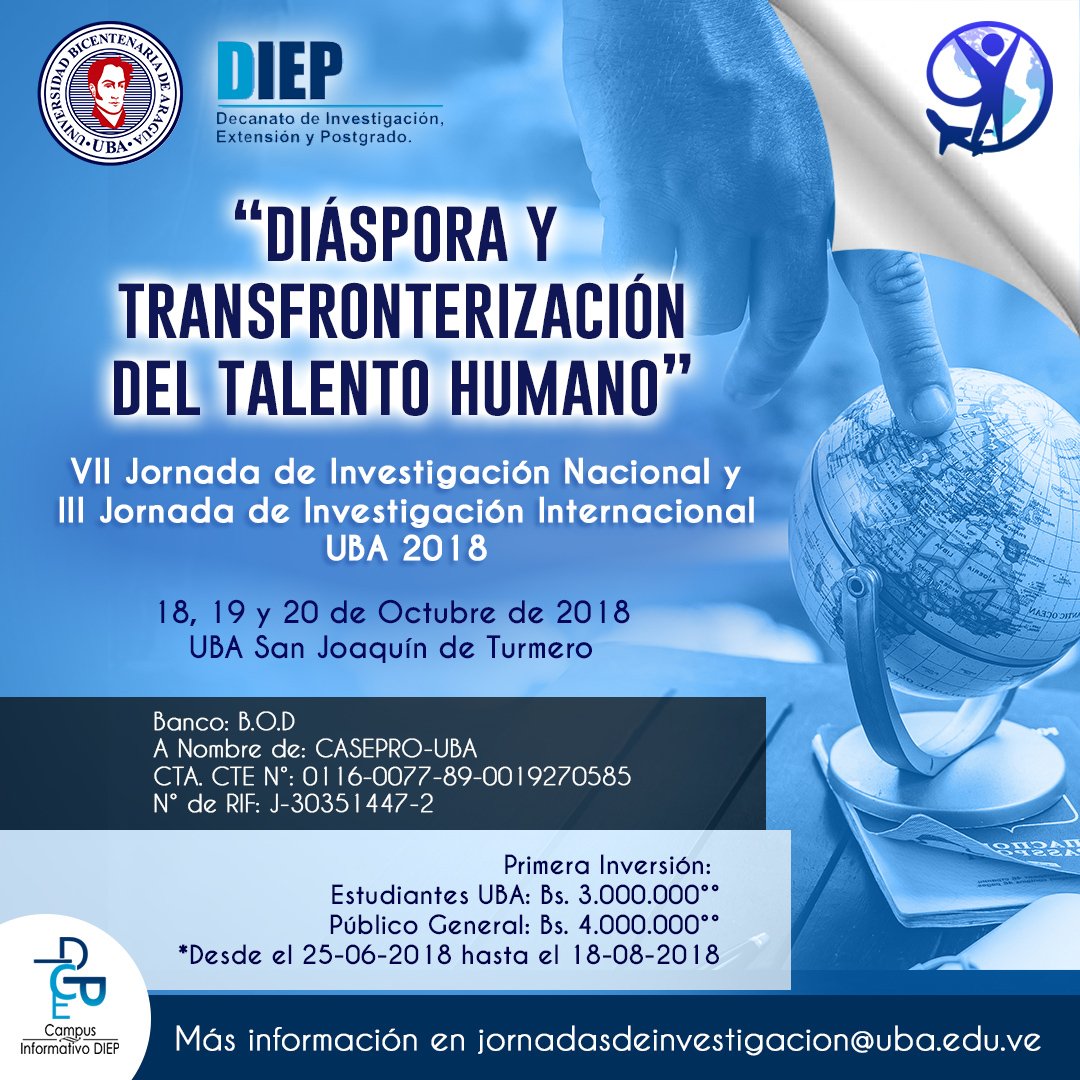 CampusDIEP_UBA's tweet photo. Inscribete en la Jornada de Investigación UBA 2018 a través del link https://t.co/xi5S3ynmT3
...
#JornadasUBA #SomosCampusDIEP #UBA #DIEP https://t.co/b3AdOkV0OO
