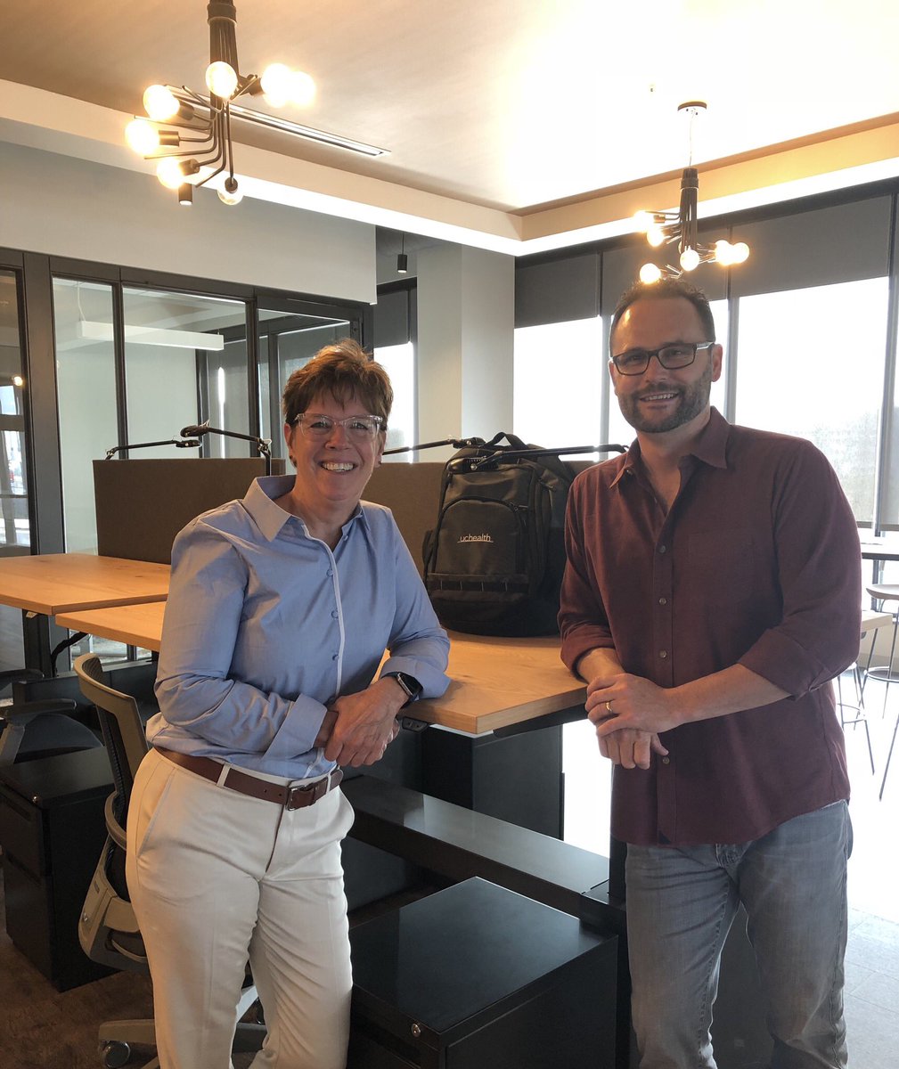 mikebiselli's tweet photo. Exciting day at @CatalystHTI! Even while @uchealth builds out their #innovation center over coming months, we’re fortunate that @JulieReisetter (VP, Innovation) is already posting up on our coworking level! Welcome aboard, Julie! #pinksocks #healthcare #innovation #aim2innovate https://t.co/QJpuqPS77i