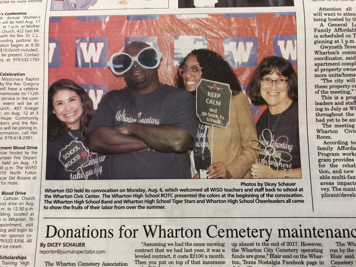 Wharton Elementary made the front cover of the newspaper <a href="/donnargrissom/">Donna Grissom</a>