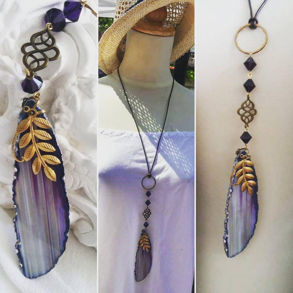 Excited to share the latest addition to my #etsy shop: Boho Agate Y Necklace - Purple Agate Slice Leather Cord Statement Necklace #ynecklace #bohonecklace #purpleagate #fashionjewelry #PoeticDesigns etsy.me/2OUKbtc