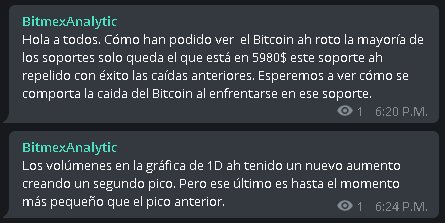 BitmexA's tweet image. Al aproximarse al soporté que está en 5980$ se ha creado un nuevo pico máx. Del volumen en la gráfica de 1D, pero este último esta hasta los momentos claramente es más pequeño que el anterior.