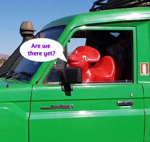 WaltjaPalya's tweet photo. Field worker Linda and the #RedDinosaur are travelling along outback dirt roads. They stopped at Papunya (254km NW of Alice Springs) along the way to deliver clothing, blankets and services to Papunya Care. After a camp out, next stop is Mt Liebig. https://t.co/Gq7HGtO2aw
