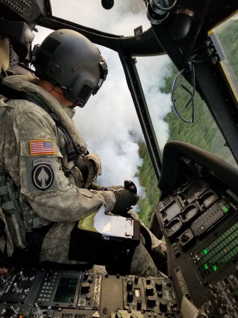 WANationalGuard's tweet photo. Flying over #WaWILDFIRE the @WANationalGuard has been busy, dropping more than 130,000 gallons of Water on the #SheepCreekFire , #AngelSpringsFire and #MapleFire https://t.co/gCEOKtENZP