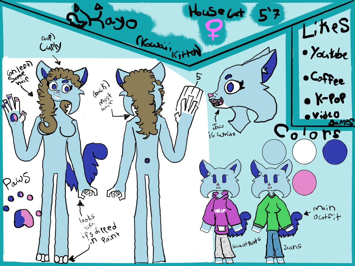 KayoDoodle's tweet photo. I MADE A REF SHEET FOR MY MAIN FURSONA! I've had this fursona for a couple of years but never had a ref sheet for it lol but now it does have a ref sheet! This ref sheet is on my Deviantart account as well. https://t.co/C7S9gHnr61