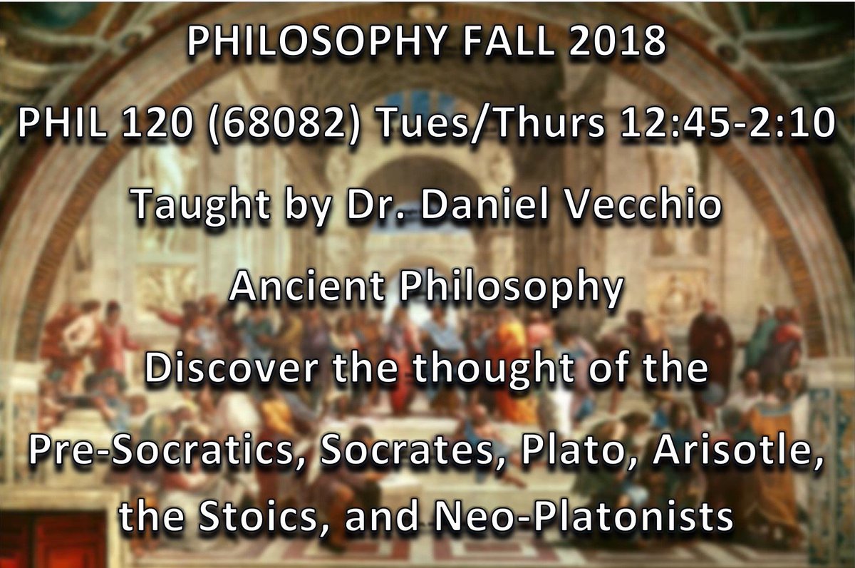 Study Socrates, Plato, and Aristotle this Fall! Religious Studies courses have openings for Fall 2018! Register for this class today! Go to WebAdvisor to login at webadvisor.vvc.edu/WA/WA
