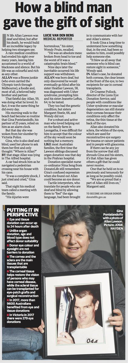 You never know what you’ll be able to donate. Allan Lawson, who was deaf and blind, certainly wouldn’t have thought his eyes would be able to help anyone. He was able to donate his corneas, giving sight to two other people. #DonateLife #makeitcount #endthewait