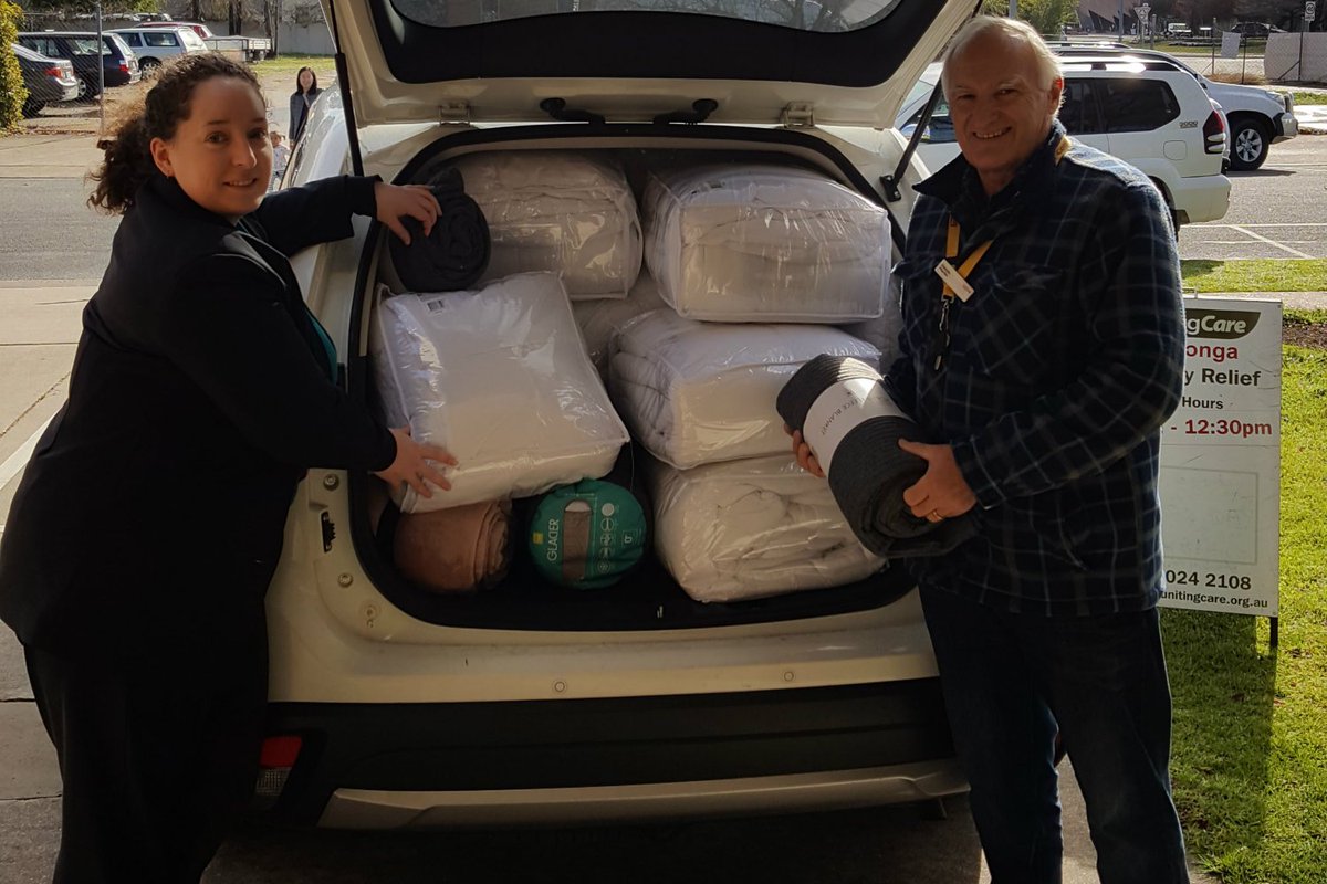 Casey delivered all the blankets from our winter blanket appeal to Dennis at Uniting Care Wodonga today. Thank you to everyone who donated! We received 9 blankets and we raised $560 to purchase blankets for those in need, which WAW Credit Union matched. #WAW #bankingasitshouldbe