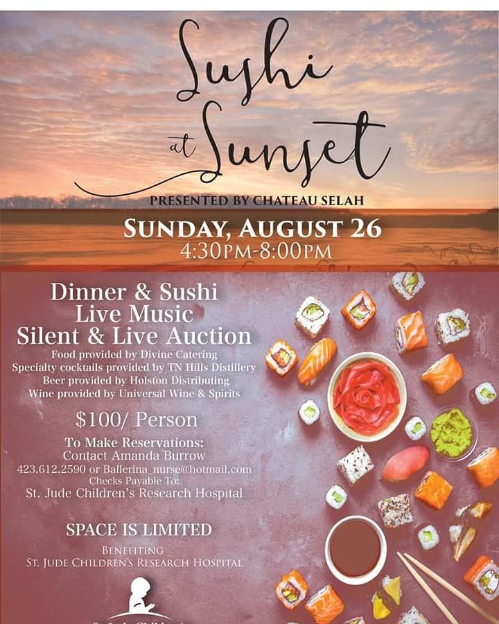 ChateauSelah's tweet image. Don't miss #SushiatSunset2018 !! It's a great cause for the @StJude Children's Research Hospital. Find out more here: stjude.org/get-involved/f…