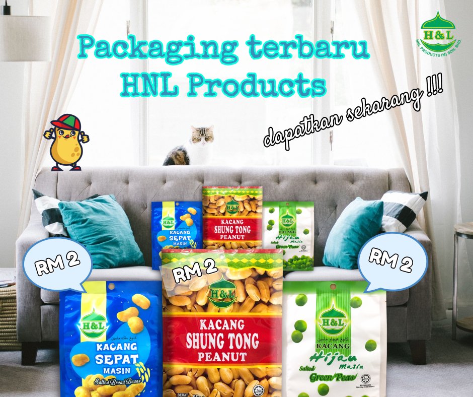 HnlProducts's tweet photo. Packaging terbaru HNL Products. Dapatkan sekarang !!! 
RM 2 saja. Stok terhad.

#hnlproducts #hnlkacangputih #packaging #fresh #authentic #kacangputihmanufacturer #followus #snackfood #jombeli #buynow https://t.co/dhovFx6ytP