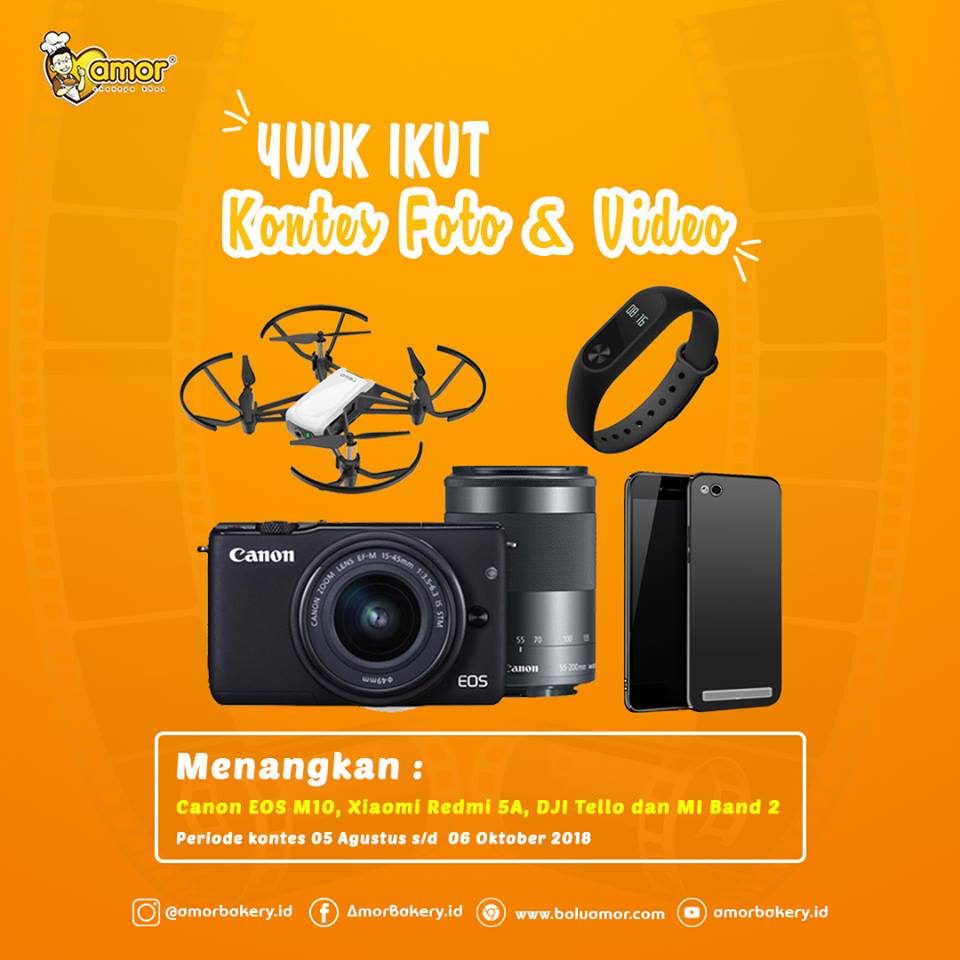 ini dia yg ditunggu-tunggu 😱
Yuk Amor Lovers, ikuti KONTES FOTO &amp; VIDEO Amor Bakery &amp; Cakes kota Bogor yg berhadiah super duperrr kece inii 😆 
nah simak yukk Syarat &amp; Ketentuannya, atau bisa screenshot foto ke dua ya