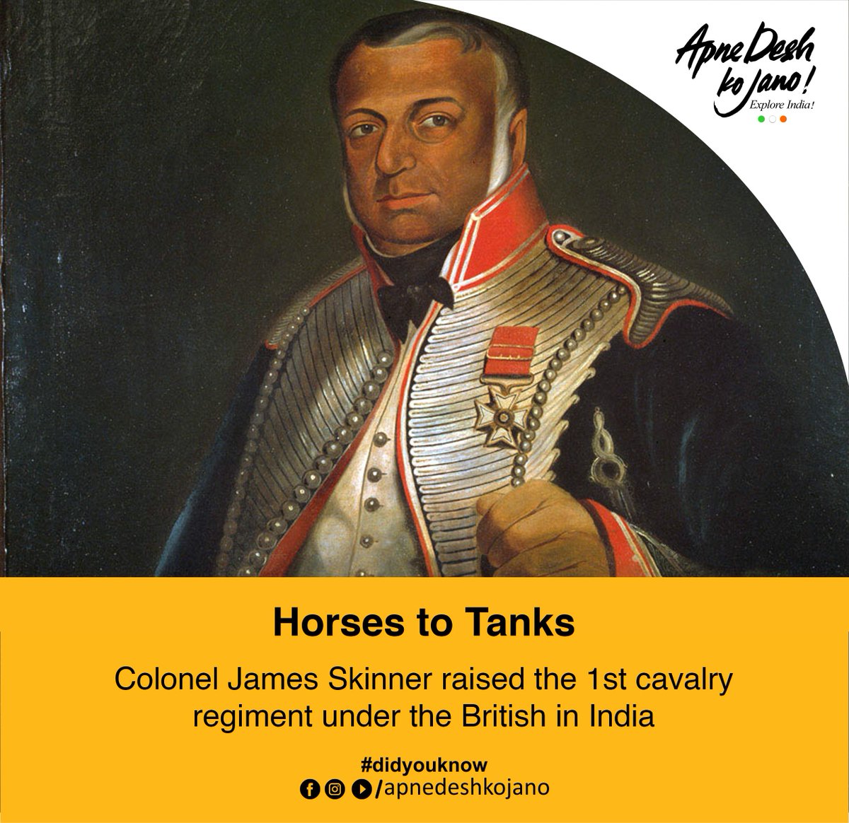 #DidYouKnow?

Known as the first #HorseRegiment, it was the first unit of Indian Army to receive tanks and which later became a complete tank regiment.

@adgpi
#ApneDeshKoJano