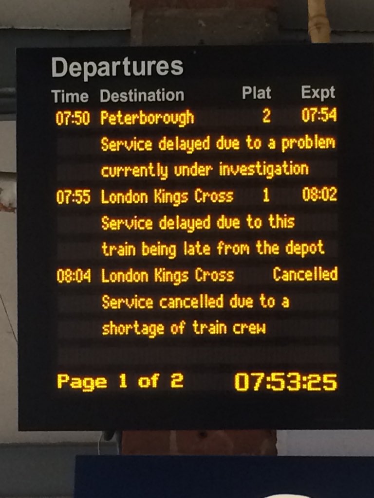 luceharvey's tweet photo. Another sterling effort from @GNRailUK this morning #slowclap 👏🏼😒 #gnfail #greatnorthernfail #failplan2020 #hitchin https://t.co/Rlu6TMId7i