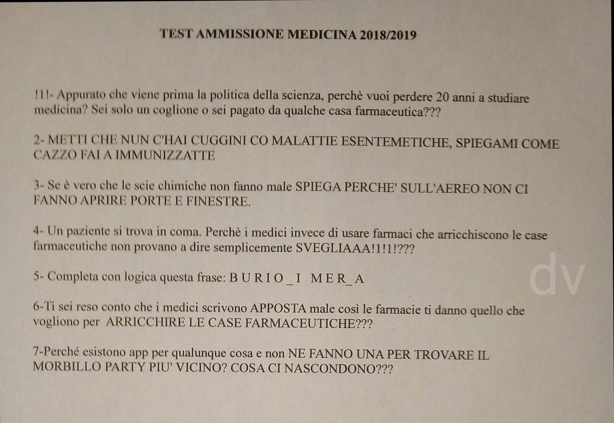 Il test d'ammissione a medicina di quest'anno :(