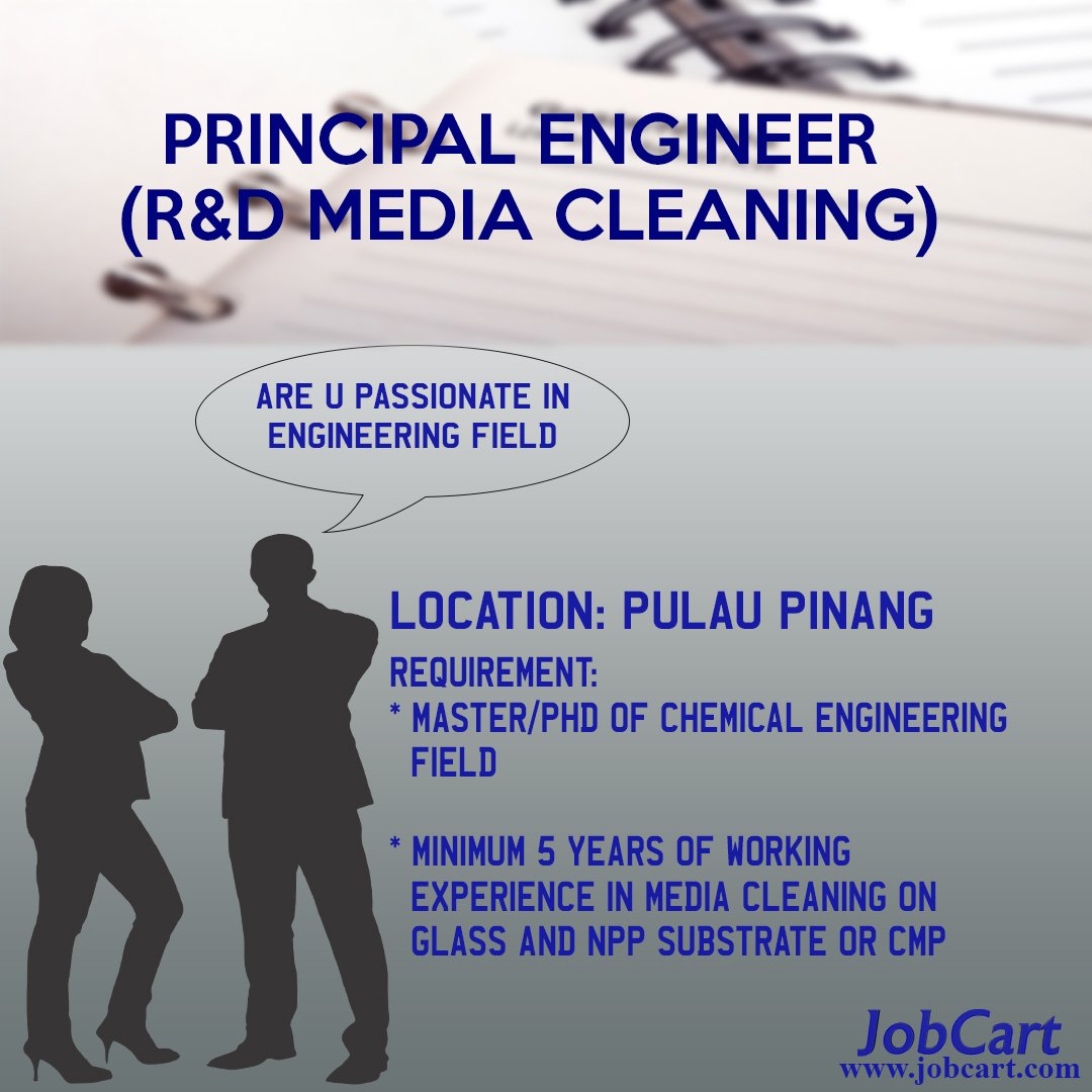 Job_Cart's tweet photo. Position: Principal Engineer (R&amp;D Media Cleaning)
Click here to apply or to know more: https://t.co/npKRjsnnoH

#JobCart #Job #MediaEngineer #Engineering #PulauPinang

@VacanciesMY @JobVacanciesKLG @Twt_IklanMY https://t.co/1dvhfDPKHG
