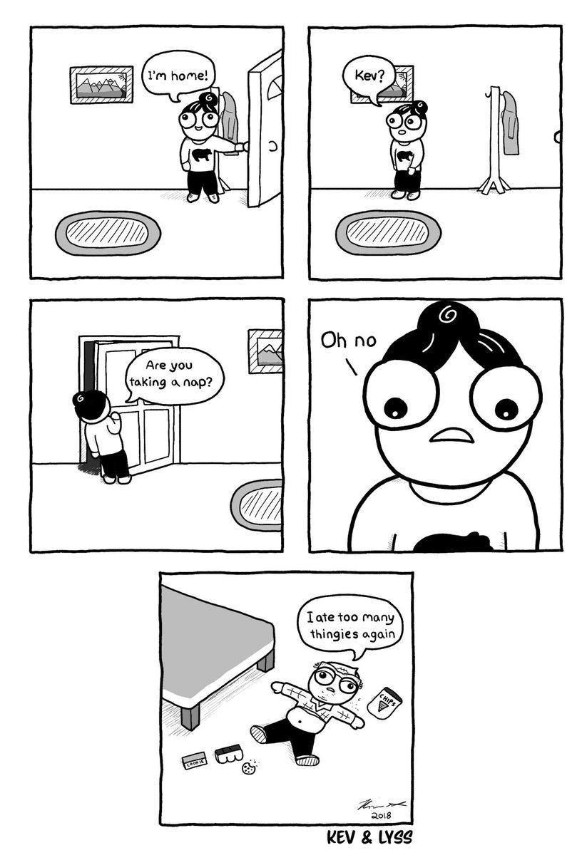 KevAndLyss's tweet photo. Never leave me alone with a full snack cabinet 🍩🍿🍪

#Webcomic #Art #Illustration https://t.co/t9VZv0thg5