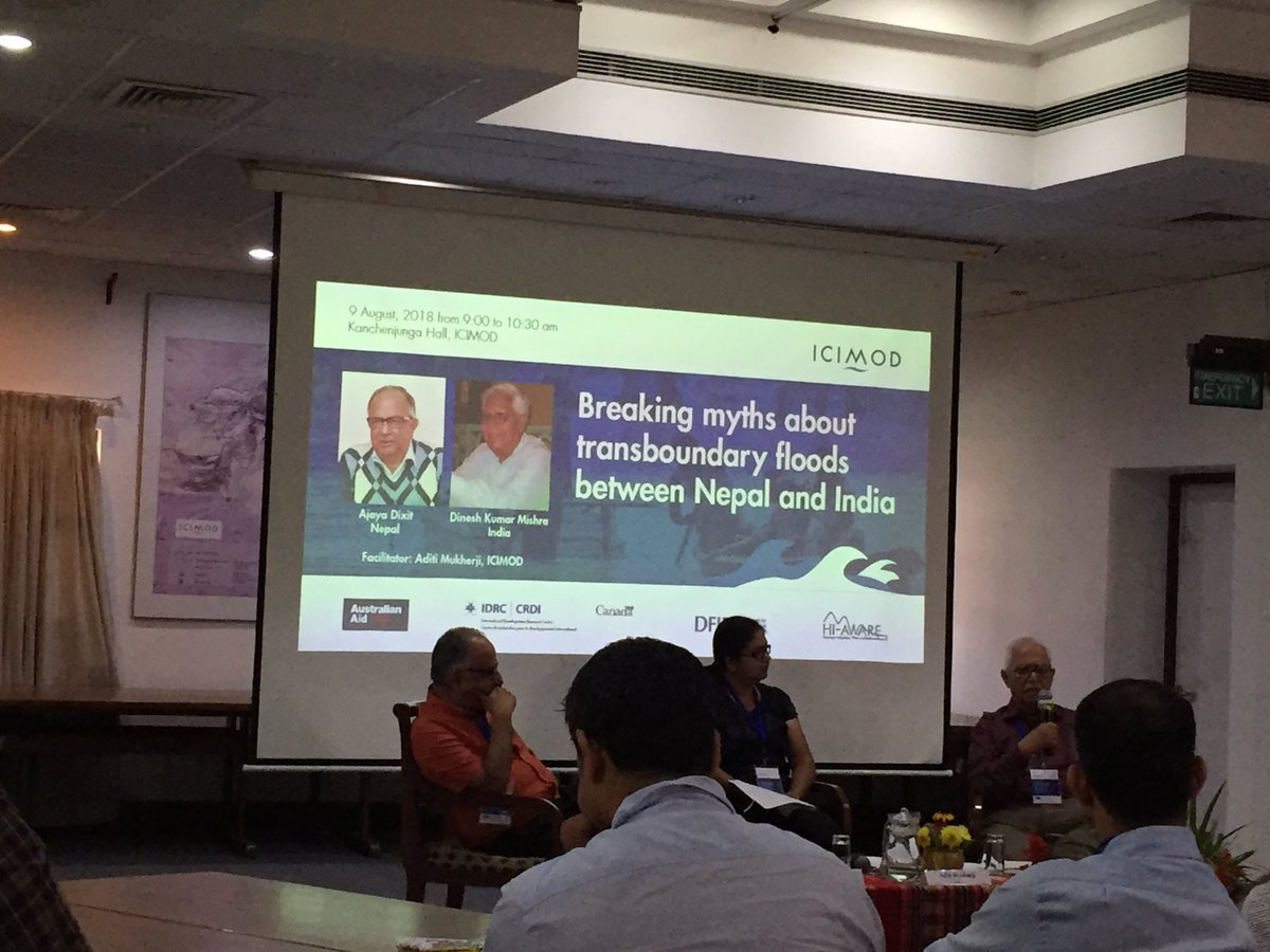 SantoshNepal_'s tweet photo. Flood dailogue between Ajay Dixit and Dinesh Mishra : Breaking myths of the floods between Nepal and India @ ICIMOD #KoshiBasin #HIAWARE #HIRISK #ICIMOD @icimod @hi_aware @shresthakan @AnjalPrakash @arunbshrestha https://t.co/BEMQLtQoXv