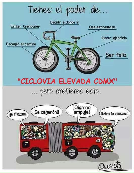 TU DECIDES, LA ÚNICA CICLOVIA ELEVADA EN EL MUNDO CON MAS DE 400 KM, COMUNICANDO A TODA LA CDMX, DEJA DE PERDER TIEMPO DE TU VIDA EN TRANSPORTARTE.  “MOVI”
movilidadcdmx.com