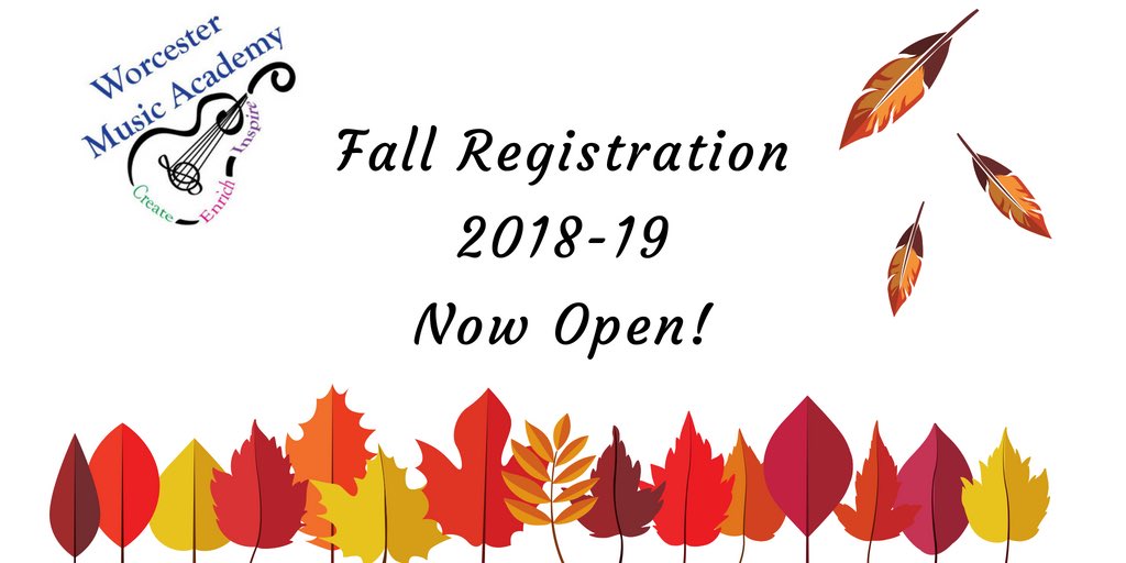Fall registration is officially open! Head on over to our website to register online today! #worcesterMA #worcestermusic