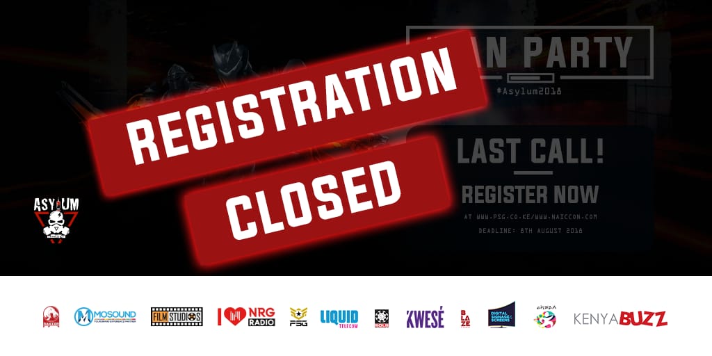 ProSeriesGame's tweet photo. Registration for the PSG LAN at the #Asylum2018 Party has been closed.
.
.
#Naiccon2018 #PSGAfrica #AfricaECup https://t.co/XuoTOy6Vgf