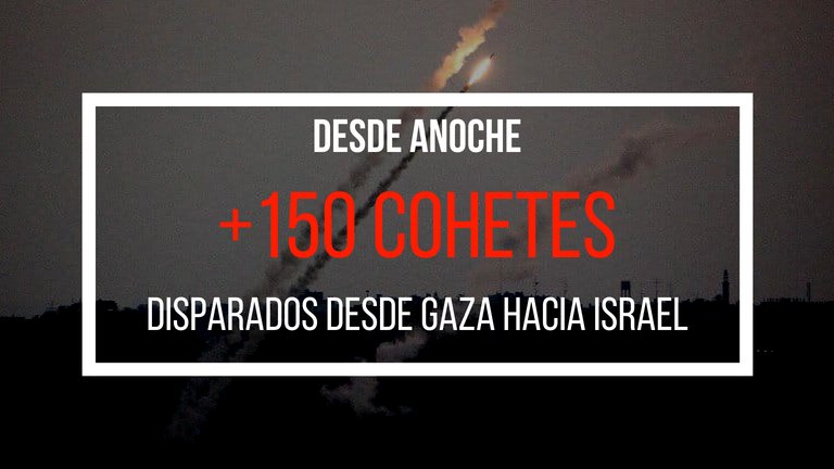 IsraelinSpanish's tweet photo. Desde anoche cerca de 150 cohetes han sido disparados por terroristas palestinos desde la Franja de #Gaza hacia el sur de #Israel. 

#EstoDebeParar #NoAlTerrorismo https://t.co/D2lKGk4e2A