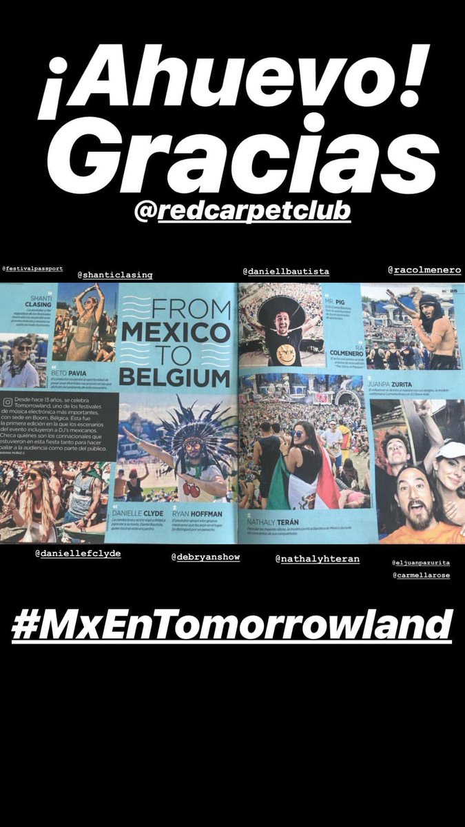 BonnieClyders's tweet photo. From mexico to belgium 🔝🇲🇽🇧🇪 @reformaclub @tomorrowland
#RedCarpetClub #MxEnTomorrowland
@daniellefclyde @DaniellBautista @festival_pass @DebRyanShow @ElJuanpaZurita @carmellarose @RaColmenero @ShantiClasing @nathalyhteran https://t.co/SZnDeN32Ah