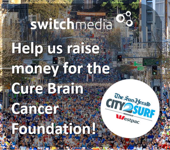 SwitchMediaAU's tweet photo. Only a few days to go! FOLLOW us on social media to help us raise $ for the @braincancer_AU Foundation! We have donated $500 and are adding $5 for every PAGE FOLLOW we get leading up to and during the @CityRunSeries! #city2surf #Walk4BrainCancer MORE: https://t.co/CVWGPhFnI2 https://t.co/E0km94Prd1