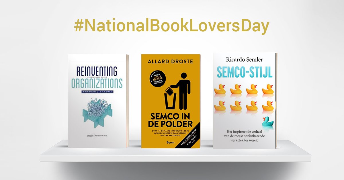 SemcoStyleBeLux's tweet photo. It's #NationalBookLoversDay! The perfect moment to advice you on some inspirational must-reads:
 
1. Reinventing organizations (Frederic Laloux)
2. Semco-Stijl (Ricardo Semler)
3. Semco in de polder (Allard Droste)

Enjoy your reading! https://t.co/bjCbe87Pwn