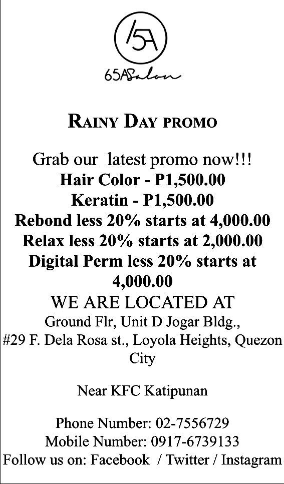 65aSalon's tweet photo. Rainy Day Facial Promo!!! #65asalon #hair #hairsalon #facial #diamondpeeling #haircolor #hairstylist #haircare #hairstyle #pamperyourself #rainyday #promo #promotion https://t.co/asnsA8b52g